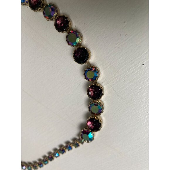 Weiss Flower Rhinestone and Aurora Borealis Choker 15 1/2" - Picture 9 of 12